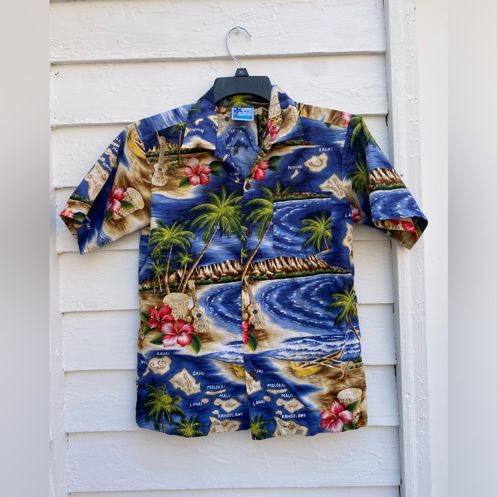 Hawaiian Tropical Carribean Blue Kids Button Down Shirt